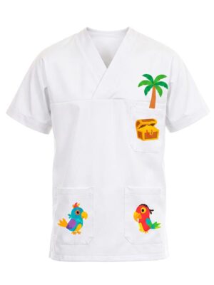 Casacca pediatrica unisex scollo a V sciallato